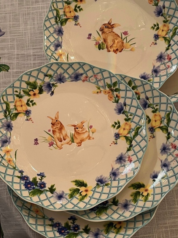 Set Tavola Pasquale Per 12 Persone - Piatti, Bicchieri E Tovaglioli Coordinati - Foto 6