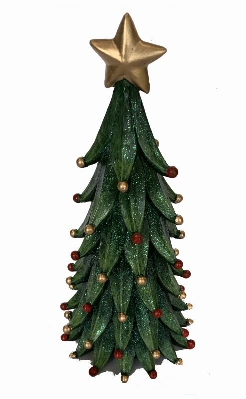Albero di Natale in resina oro H 14 cm